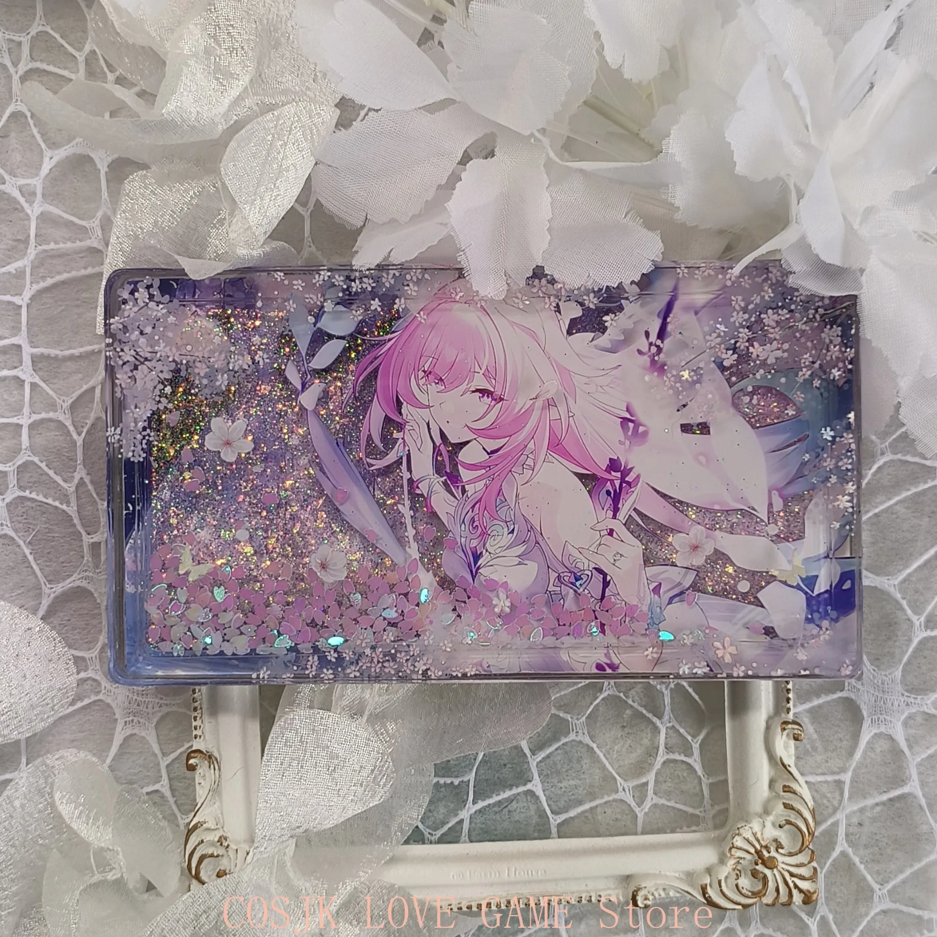Anime Honkai: Star Rail Cyrene Cosplay, Ladrillo de Mahjong de Acrílico Bistratado Hecho a Mano con Efecto de Arena Movediza, Letrero Decorativo, Ladrillos de Cartas de Dibujos Animados, Regalo