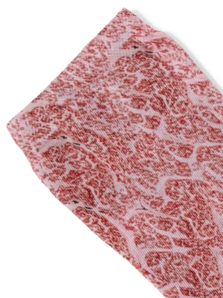 Skarpety z teksturą mięsa wołowego Wagyu A5 Kobe Ribeye, męskie skarpety golfowe w kwiaty, skarpety dla dziewcząt i mężczyzn.