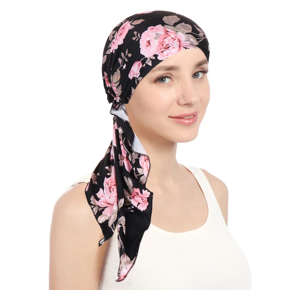 

Women's Multi-Purpose Turban Hat, Paisley Print Chemo Hat, Casual Double Tail Decor Elastic Hat