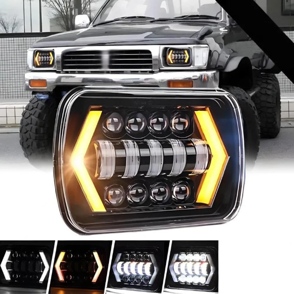 

HYNBYZJ 7x6'' 5X7" Waterproof LED Headlight White DRL Amber Turn Signal For Jeep YJ Cherokee XJ Trucks 220W H4 Square Headlamp