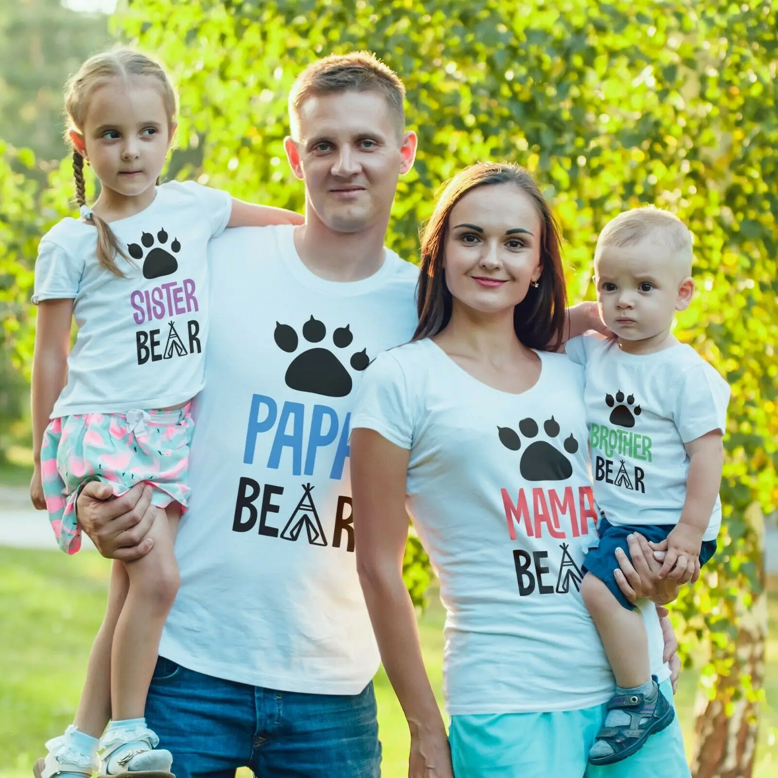 

Papa and Mama and Brothers and Sisters Bear T-Shirt Family Matching Outfits Gift Mom and Dad and Children Bear Family T-shirt