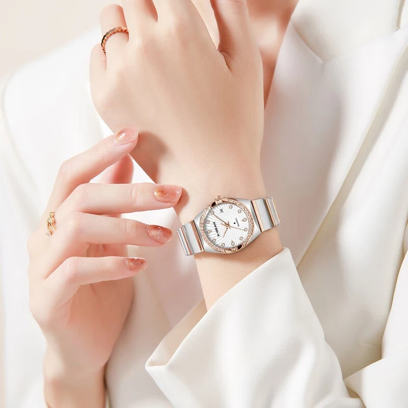 Luxury Women's Quartz Wristwatch Stainless Steel Waterproof Luminous Date Function Elegant Fashion Dress Watch for Women Gift