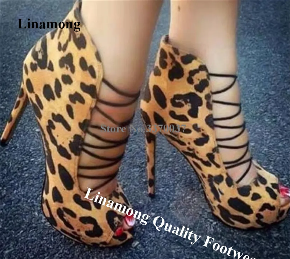 السيدات مثير المفتوحة تو ليوبارد جلد الغزال منصة عالية مضخات قطع التدريجي عودة زيبر سوبر عالية الكعب فستان سهرة رسمي الأحذية
