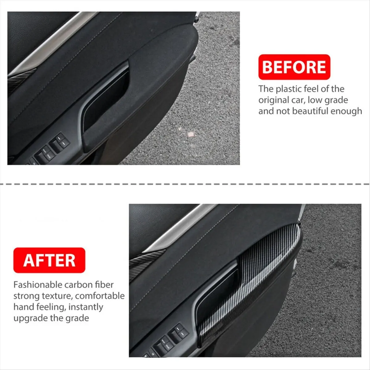 #87T (Carbon Fiber Look)4X Carbon Fiber Interior Door Armrest Panel Trim For Honda Civic,Automotive Parts & Accessories