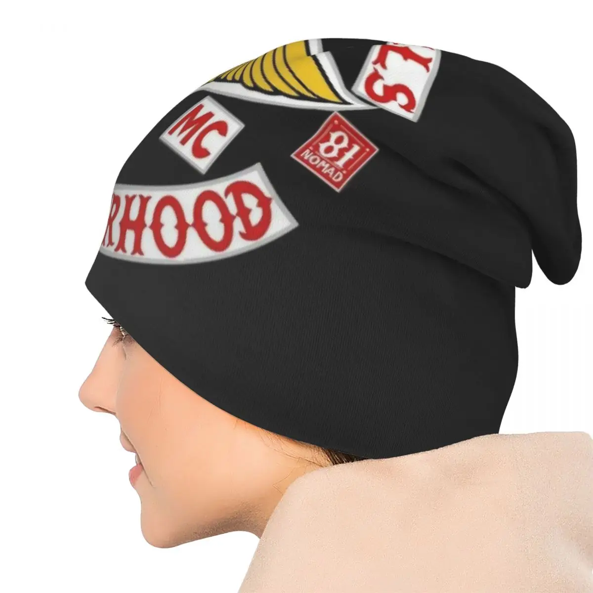 Hells Brotherhood Motorcycle Club Race Bonnet Hats Fashion Skullies Beanies Hats Angels for Men Women Warm Thermal Elastic Caps