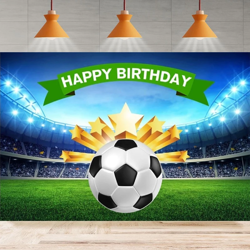 Photography Backdrop For Soccer Football Field Large Sport Theme Happy Birthday Background Home Party Backdrop Wall Banner Decor