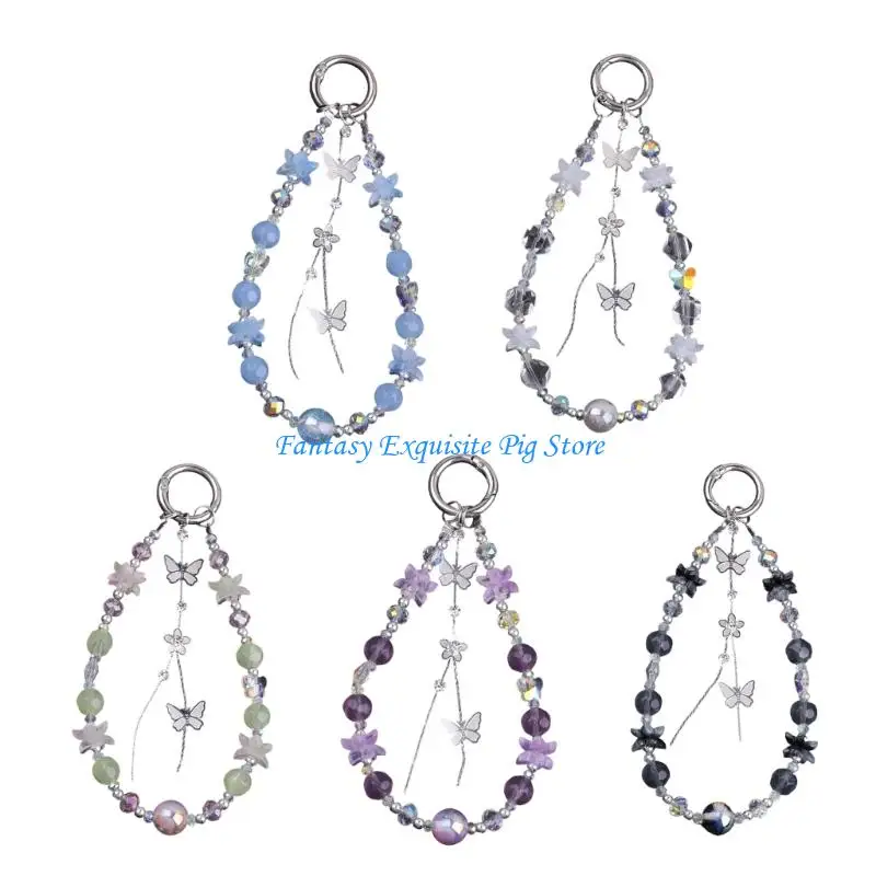 

HXBF Elegant Crystal Butterfly And Flower Design Keychain Charm for Fashionistas