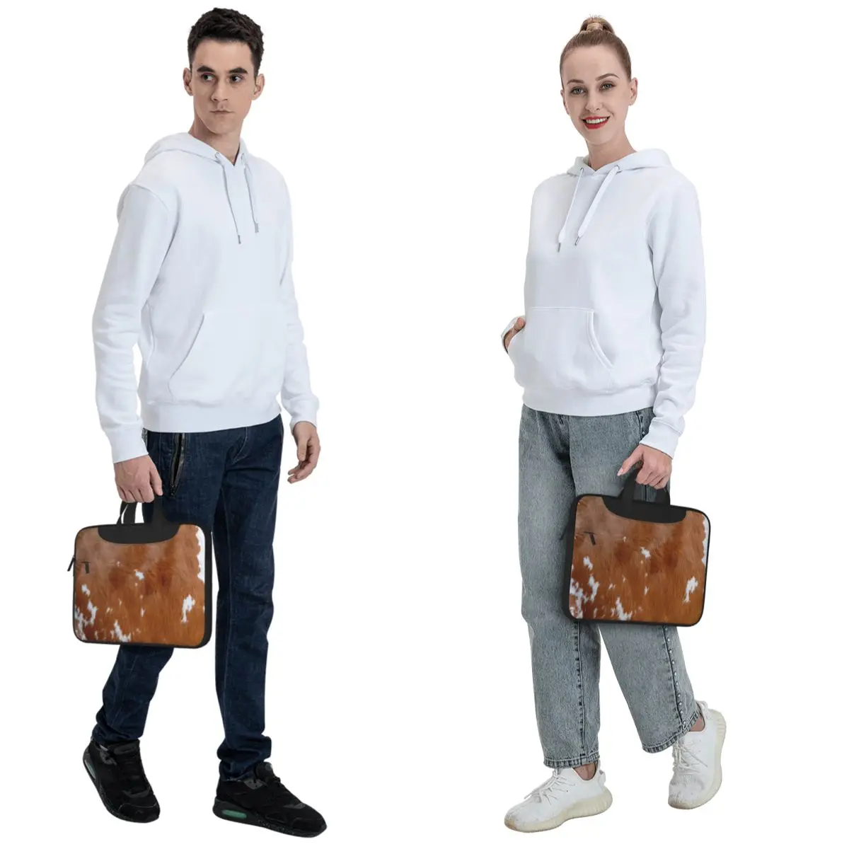 Stylish Cow Fur Cowhide Texture Cow Skin Print Patter Crossbody Laptop Bag Case Computer Bag Resistant Protective Macbook Pro