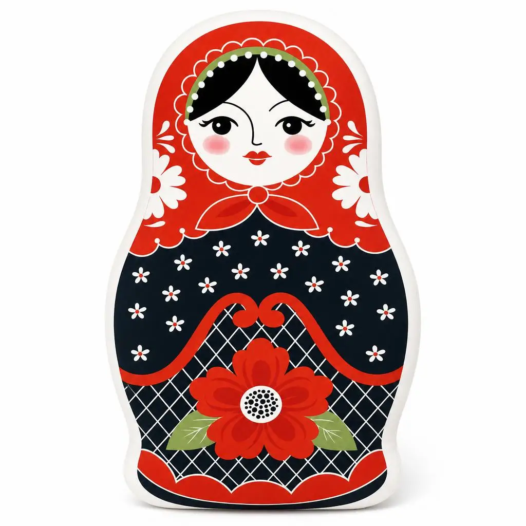 Matryoshka Nesting Doll Russian Folk Art Slavic Plush Pillow Cushion Irregular Stuffed Throw Pillow Home Decor Gift Sofa Bed
