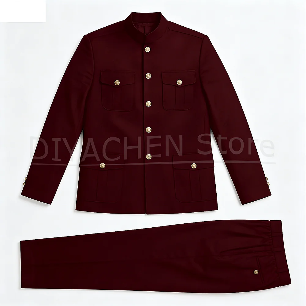 

Стильный мужской костюм с двумя карманами, однобортный, для делового и повседневного стиля, пошив на заказ, Gola Moda Terno Mas