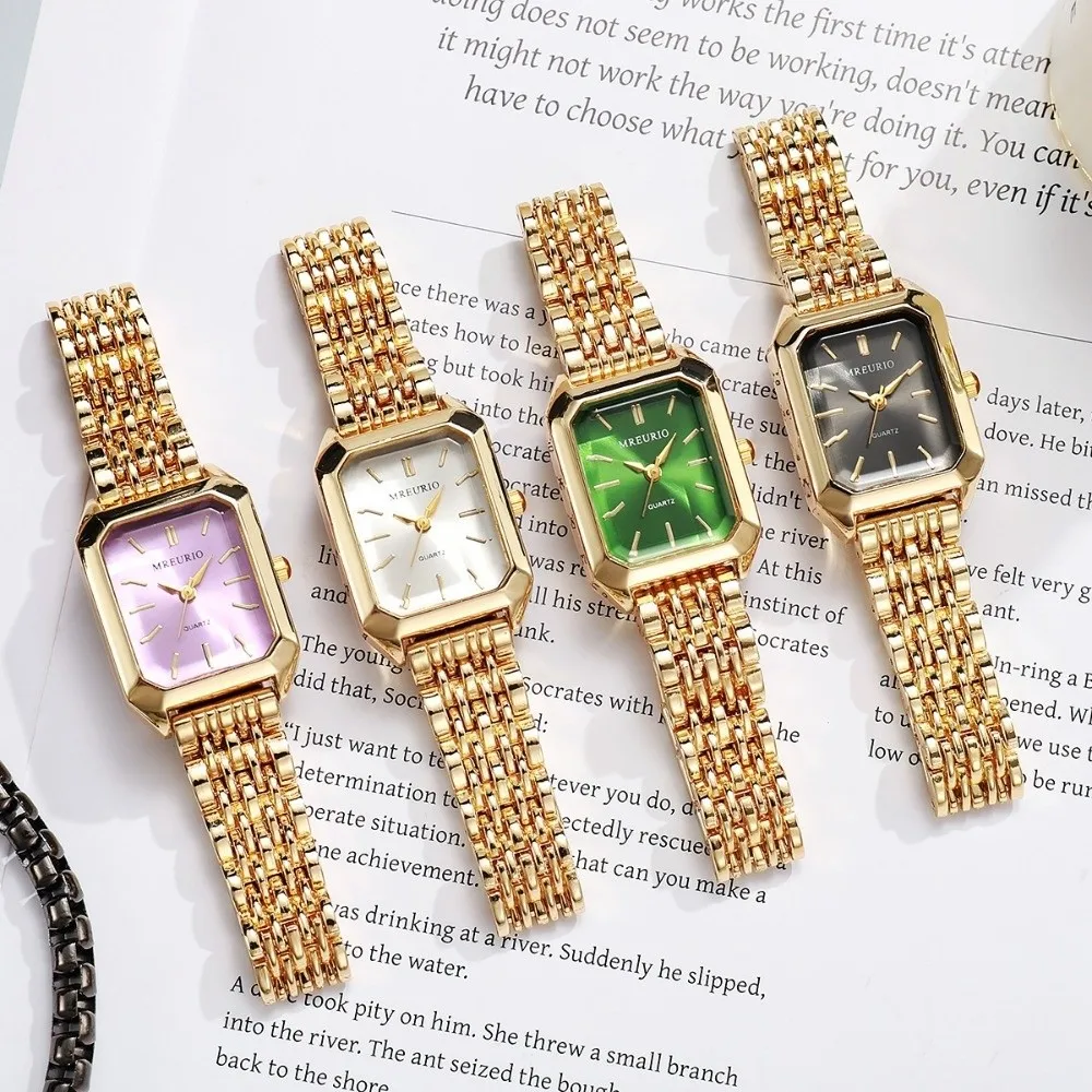 Fashion Stainless Steel Quartz Watches Quartz Square Women Wristwatch Luxury Gift Simple Strap Watch Student