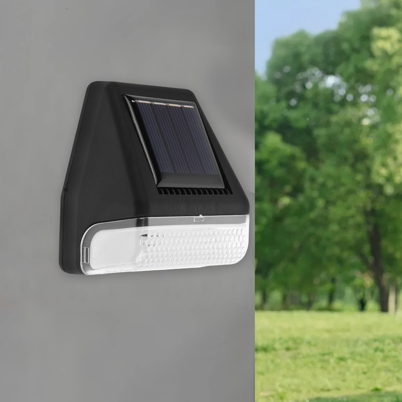 

1pc Outdoor LED Wall Lamp Solar Powered Light for Gardens Hotels Black Waterproof Wide Uses Efficient Conversion Chic