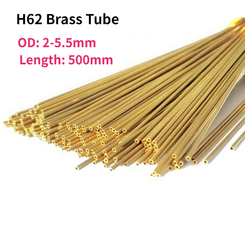 

2Pcs Length 500mm H62 Brass Tube Capillary Tube OD 2/2.5/3/3.5/4/4.5/5/5.5mm Hollow Thin Wall Tube Wall Thickness 0.15mm-1.5mm