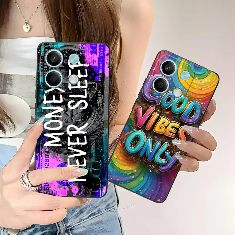 Funda para Teléfono Móvil Hustle Positive para POCO F7 F6 F5 F4 F3 F2 Pro GT C75 C71 C65 C61 C40 Pro Ultra, Cubierta con Impresión Colorida