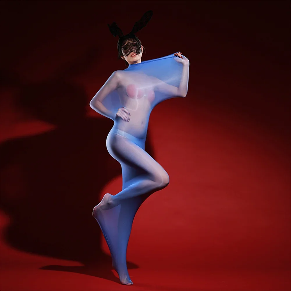 بدلة نسائية عالية المرونة مثيرة شفافة من خلال رومبير نيسيي ملابس نوم من الساتان اللامع ملابس نوم غريبة جوارب نسائية غريبة Unitard