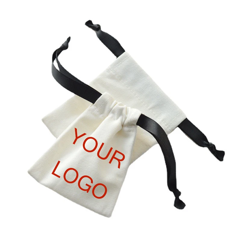 DIY LOGO Mini Pouch Custom Name Cloth Drawstring Bag String Canvas School Change Jewelry Gift Small Cloth Storage Bag