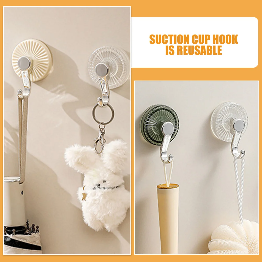 

4pcs Suction Cup Hooks Reusable Wall Hangers Heavy Duty Plastic Hooks For Bathroom Kitchen Window Coats Keys Bags Umbrellas