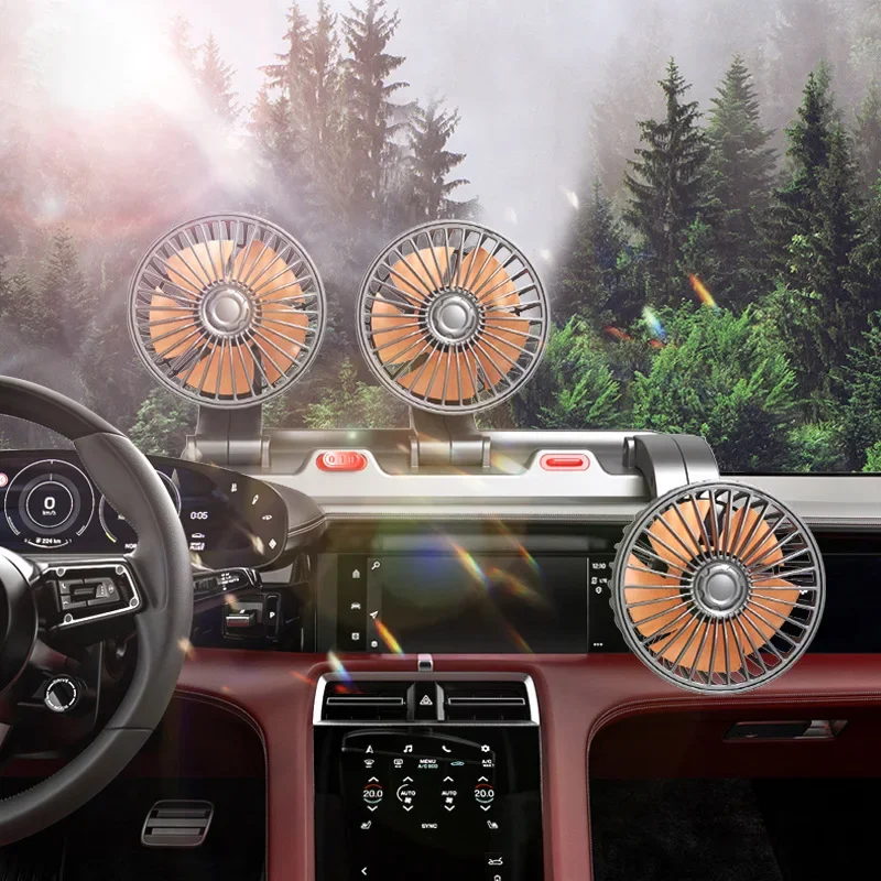 Three Head Car Cool Fan 360° Adjustable   USB/12V/24V 2Speed Air  Silent Fan Truck Vehicles fan Car Accessories