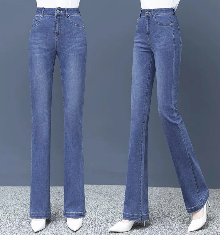 

High Waist Slim Fit Micro Flare Jeans Women's Spring Autumn New Sle Slimming Casual Straight Leg Small Flare Long Pants