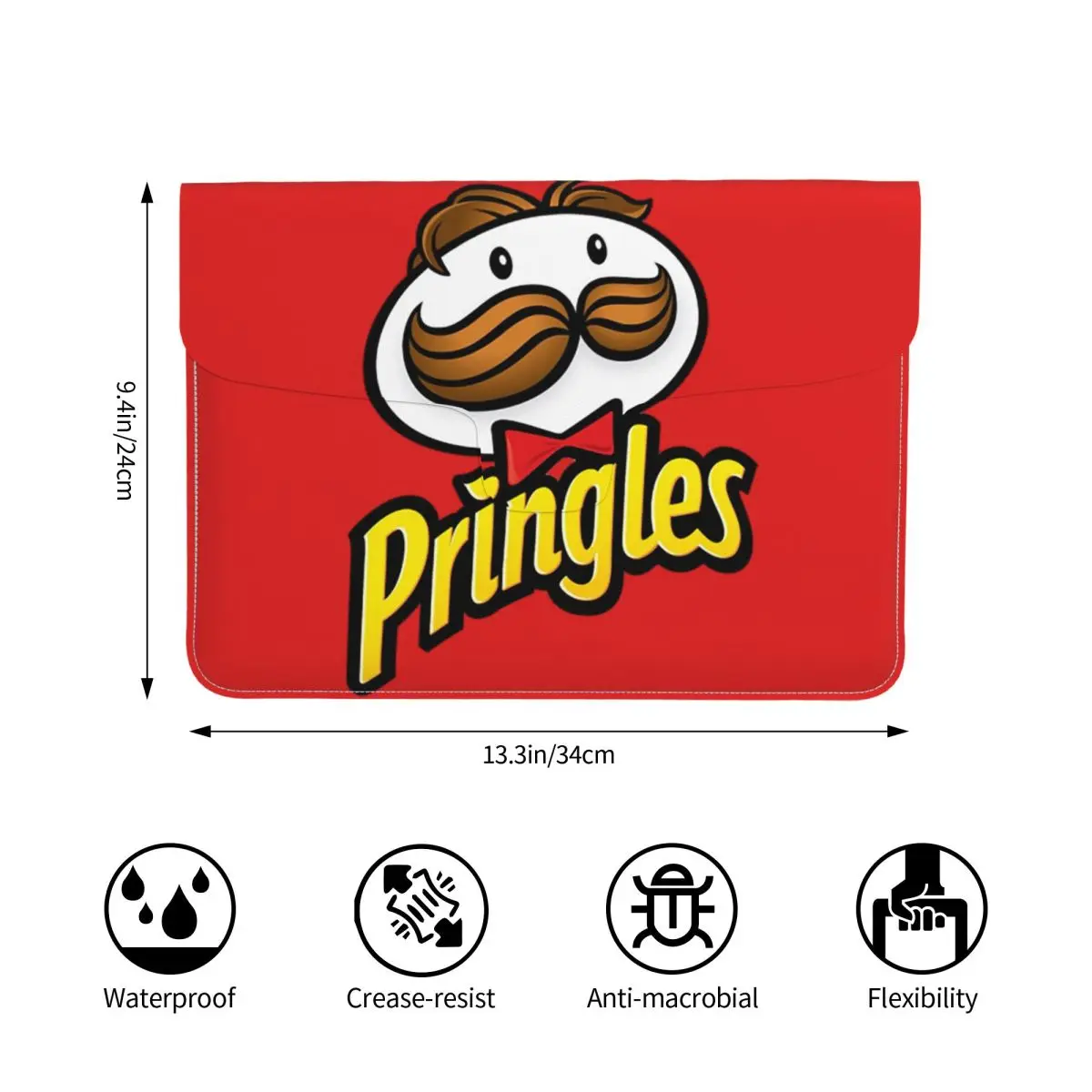 Potato Crisps Chips Pringles Print PU Leather Horizontal Laptop Sleeve Shockproof Soft Lining Notebook Case 13 Inch