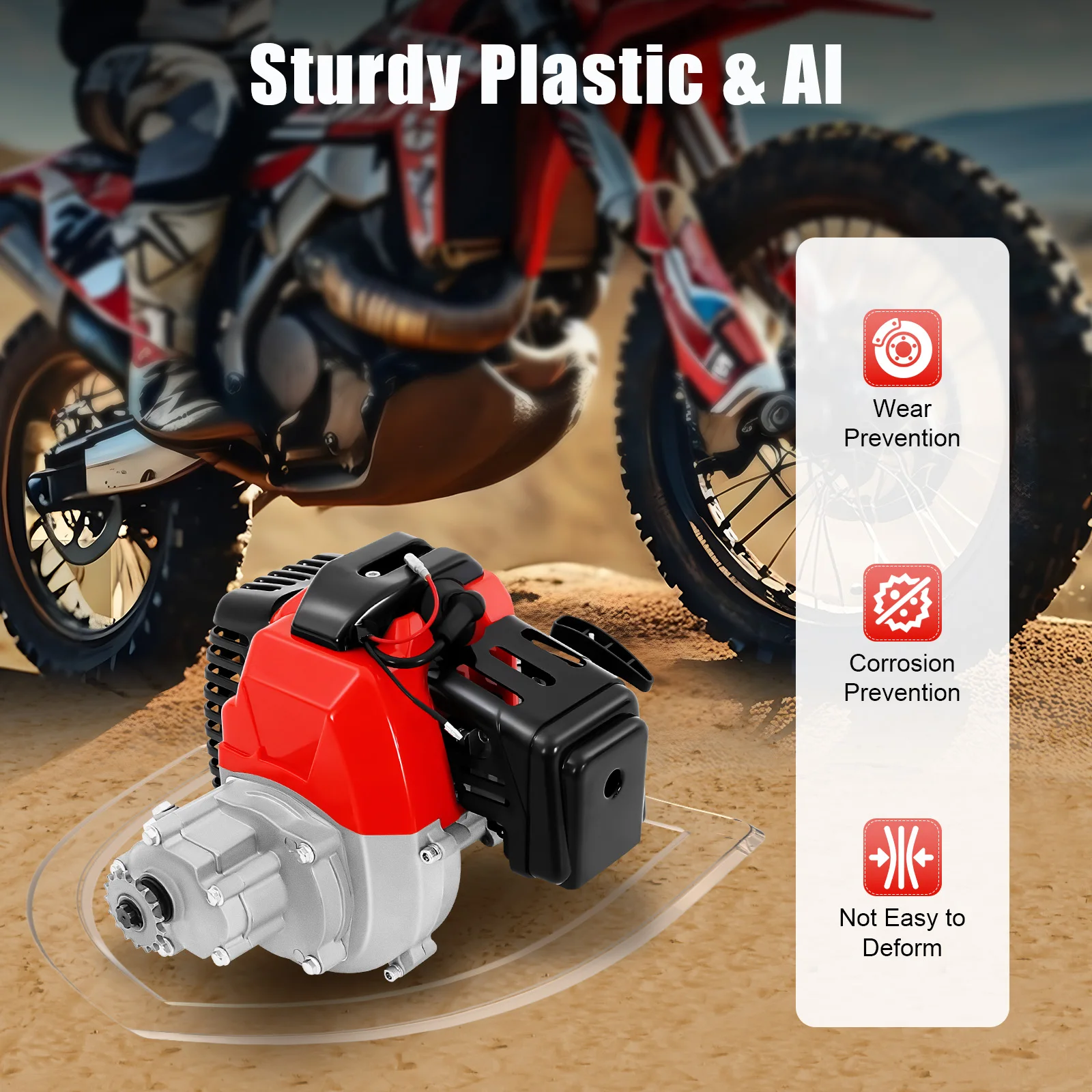 

49CC 2-Stroke Hand Pull Start Engine Shortblock Assembly，For Motocross Motorcycle, Road Motorcycle, Scooter
