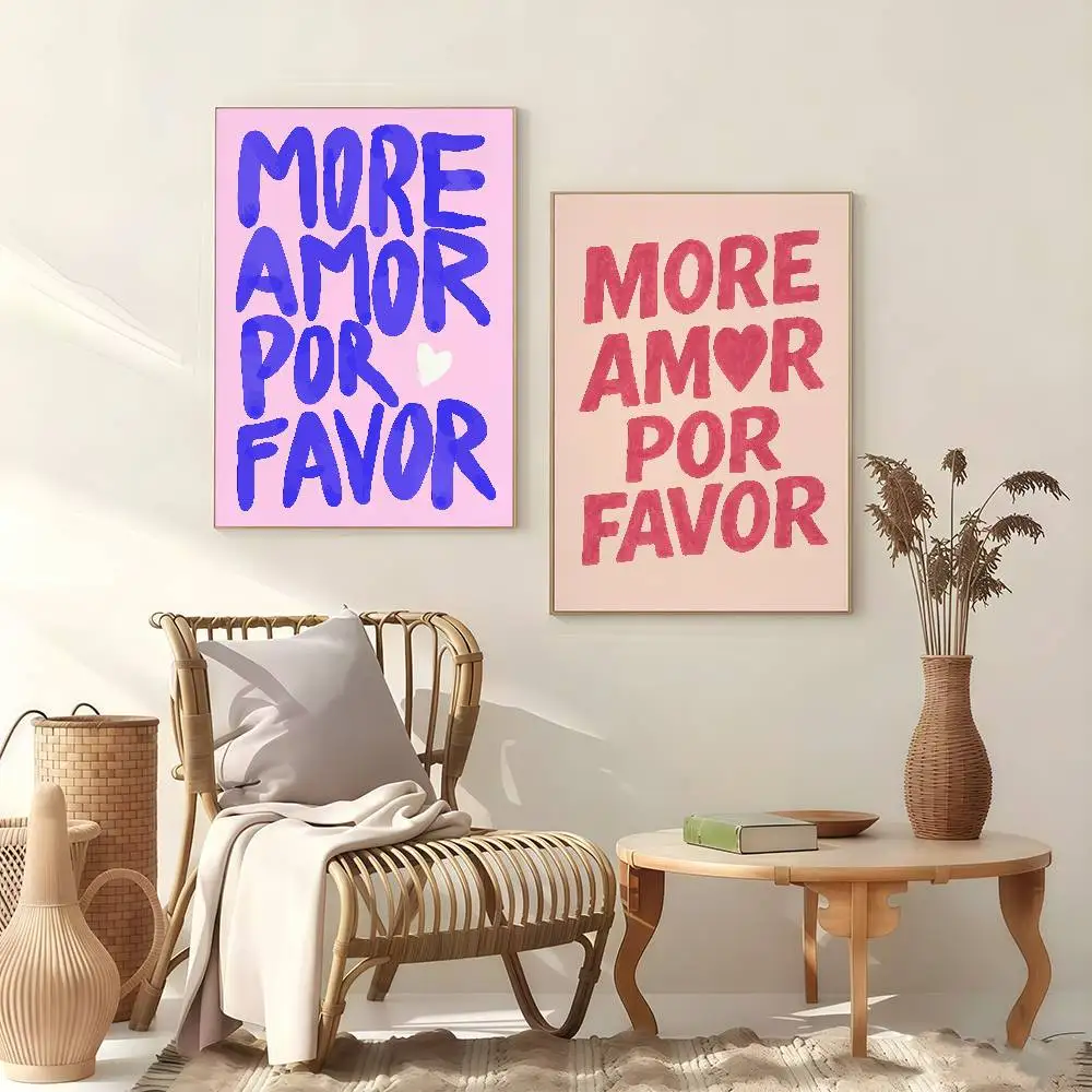 Maximalist Modern Prints More Amor Por Favor Poster Stickers Art Print Retro Vintage Wall Decor HD Living Room HomeGift Occasion