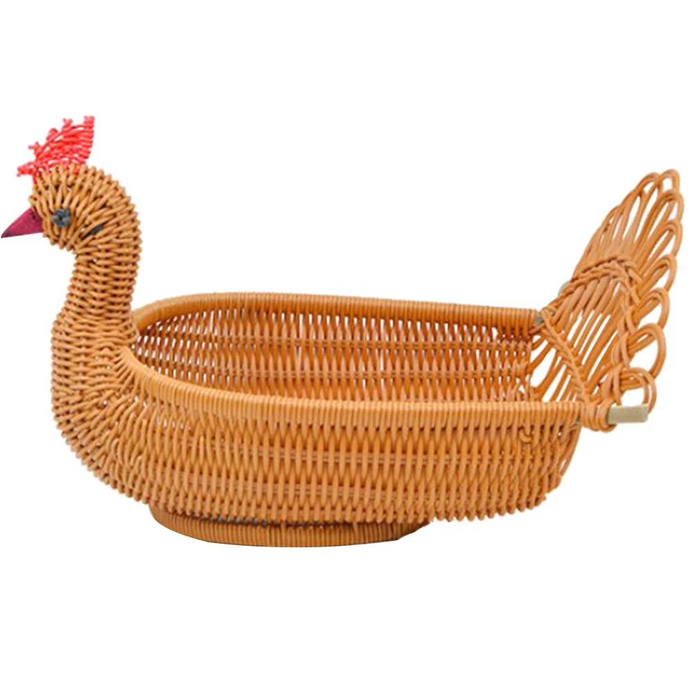 

Snack Storage Basket Large Capacity Fruit Bread Candy Home Dining Table Decor Woven Peafowl Shape Multifunctional Kitchen