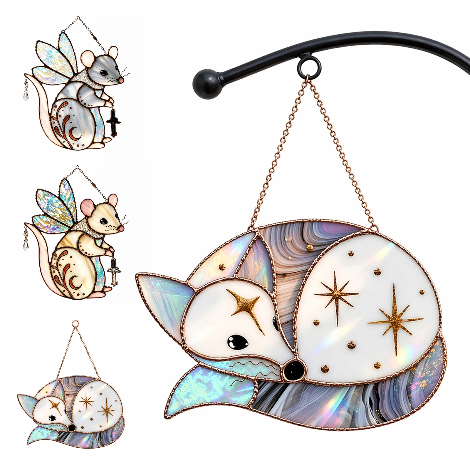 Enchanted Fairy Mouse Suncatcher for Home Garden Bedroom Cottage Decor Acrylic Hanging Suncatcher Fantasy Gifts for Fairy Lovers