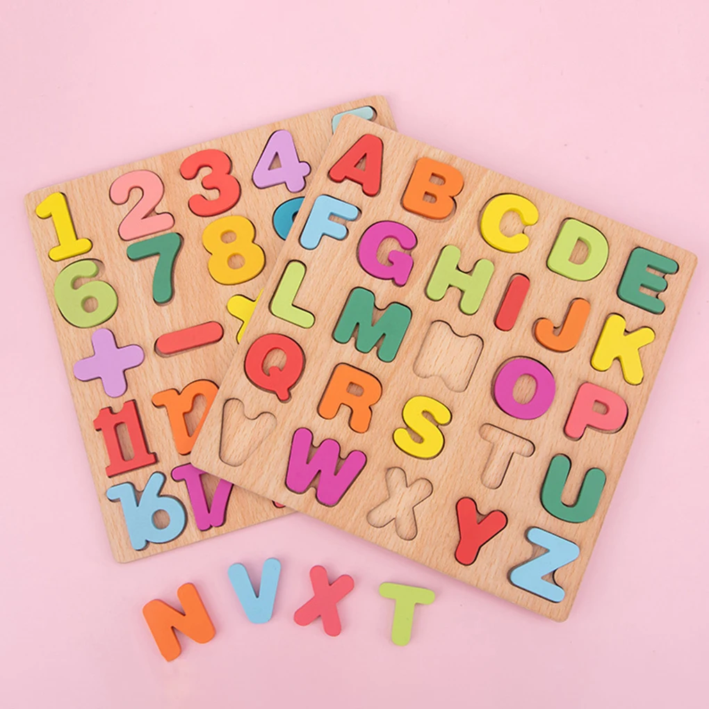 Toys Wooden Kids Learning Number Alphabet Early Toddlers Educational