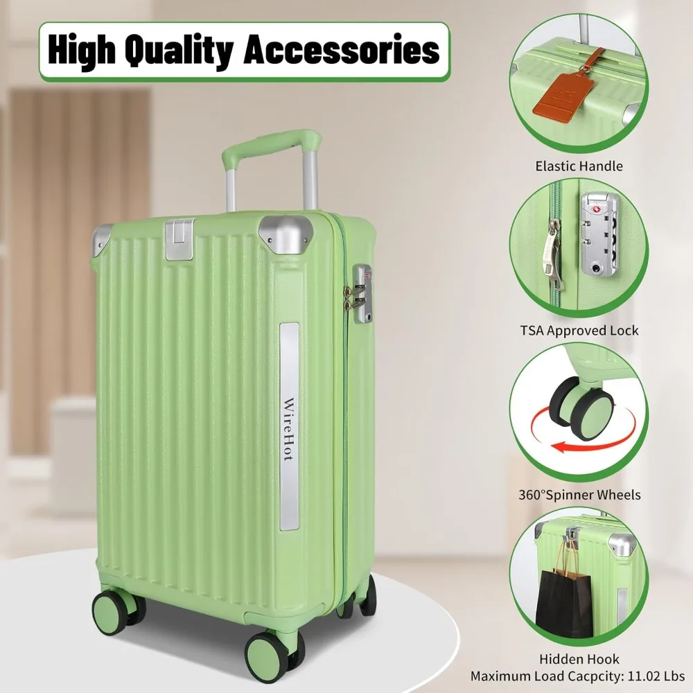 Equipaje de mano estilo vintage aprobado por aerolínea 22x14x9 con juegos de mochila, maleta retro pequeña de 20 pulgadas con carcasa dura ABS + PC con P