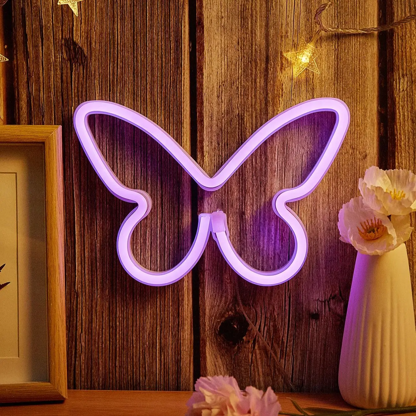 Chi-buy LED Neon Butterfly USB Powered Neon Signs Night Light 3D Wall Art Bedroom Living Room Decor Lamp Signs