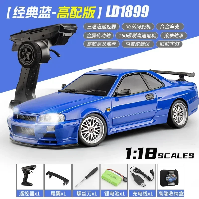 New Ld1899 Rear Wheel Drive Gtr1/18 Flipped Lightweight Metal Drift Rc Remote-controlled Drift Car Gyroscope Boy Toy Car