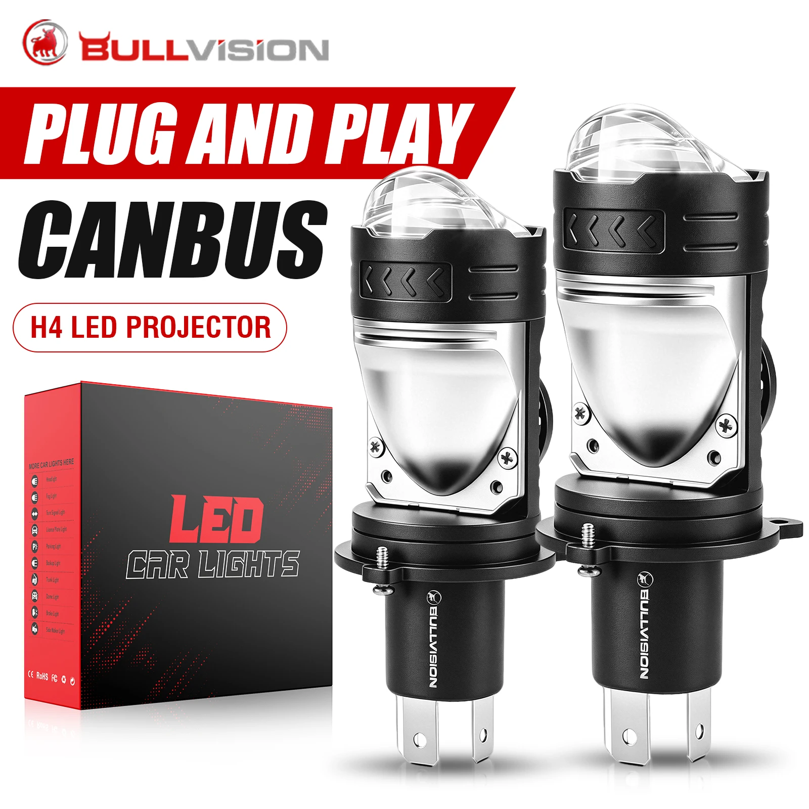 Laser Focus Lens - Bullvision H4/9003/HB2 LED Lampu Depan Laser