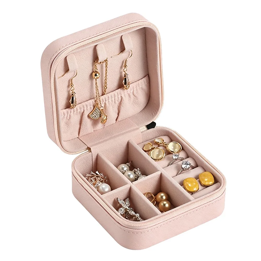 Exquisite Travel Jewelry Case PU Multi-compartment Portable Jewelry Box White Black Jewelry Organizer Box Outdoor Travel