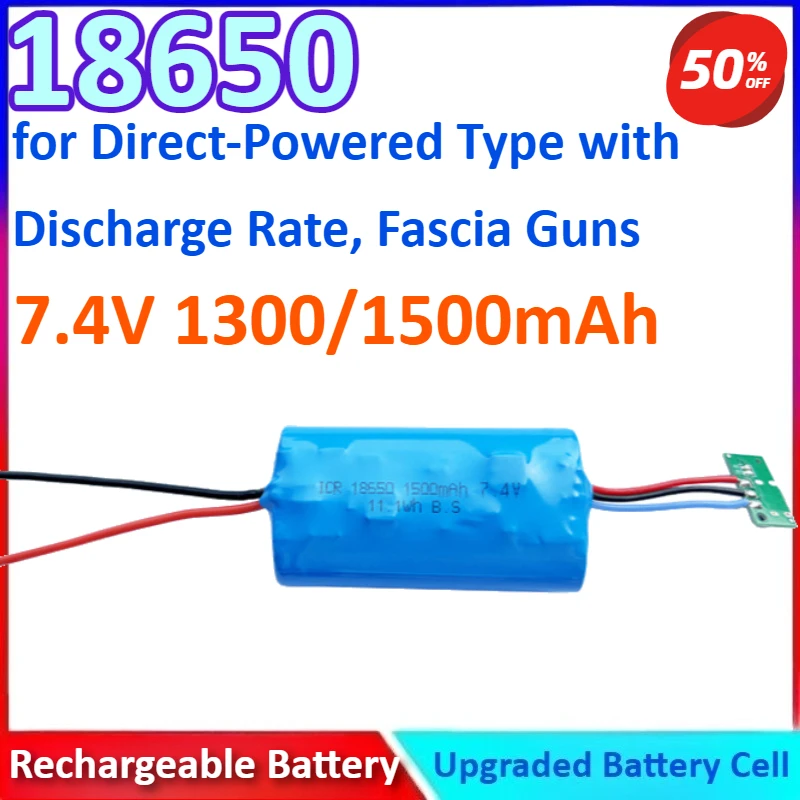 

18650 7.4V 1300/1500mAh New Capacity 5C Lithium Battery for Direct-Powered Noodle Maker,Type with Discharge Rate, Fascia Guns