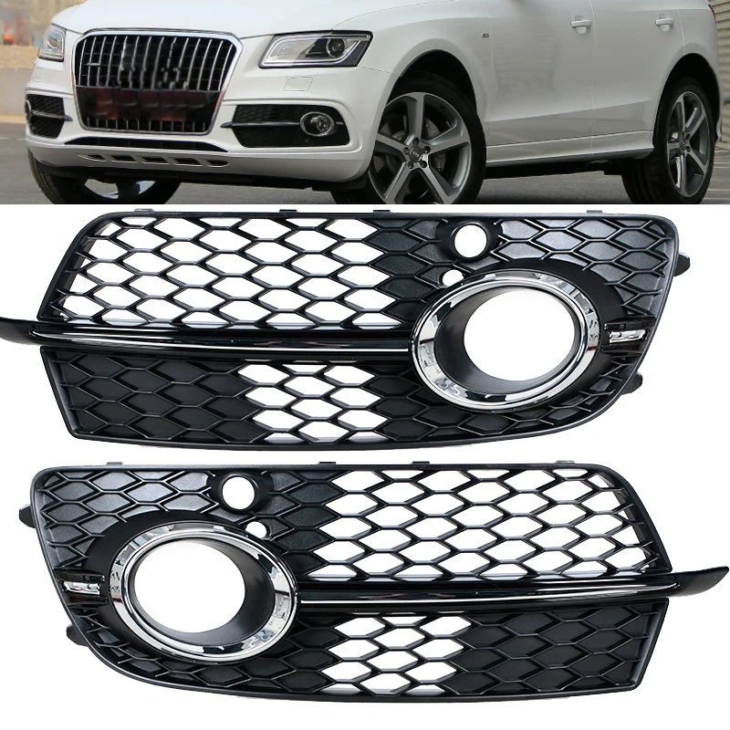 

Car Front Bumper Fog Light Grille Cover For Audi Q5 Sport S-line 2013-2017 Honeycomb Styling Side Fog Lamp Frame Grilles