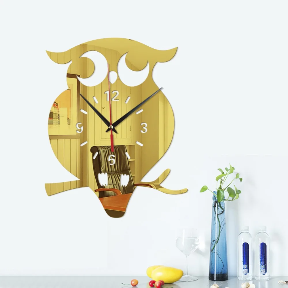 Creative 3D DIY Owl Wall Clock Acrylic Stickers Quartz Wall Clocks Living Room Kitchen Wall Clocks Living Room Home Decor 60025