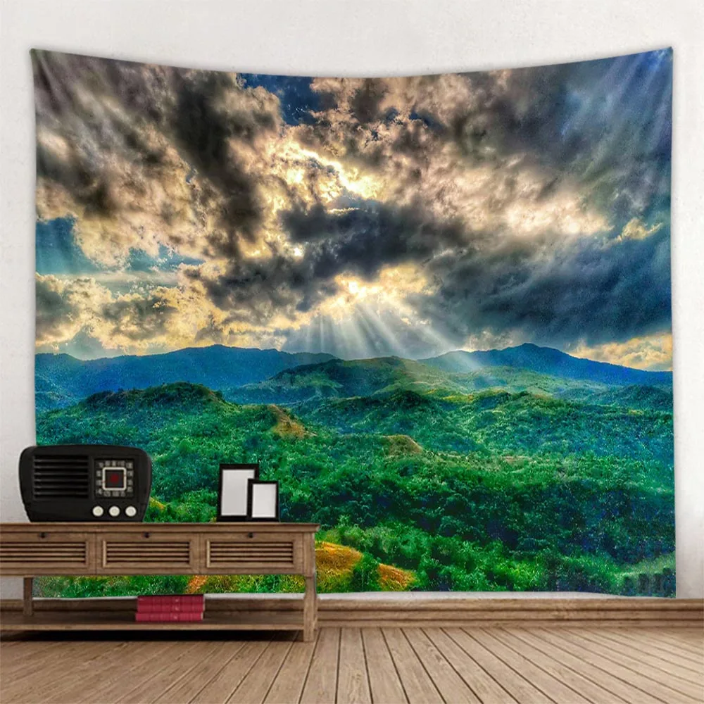 Multi-Size Multi-Pattern Natural Scenery Tapestry Mountain Wall Hanging for Living Room Home Decor Background Cloth