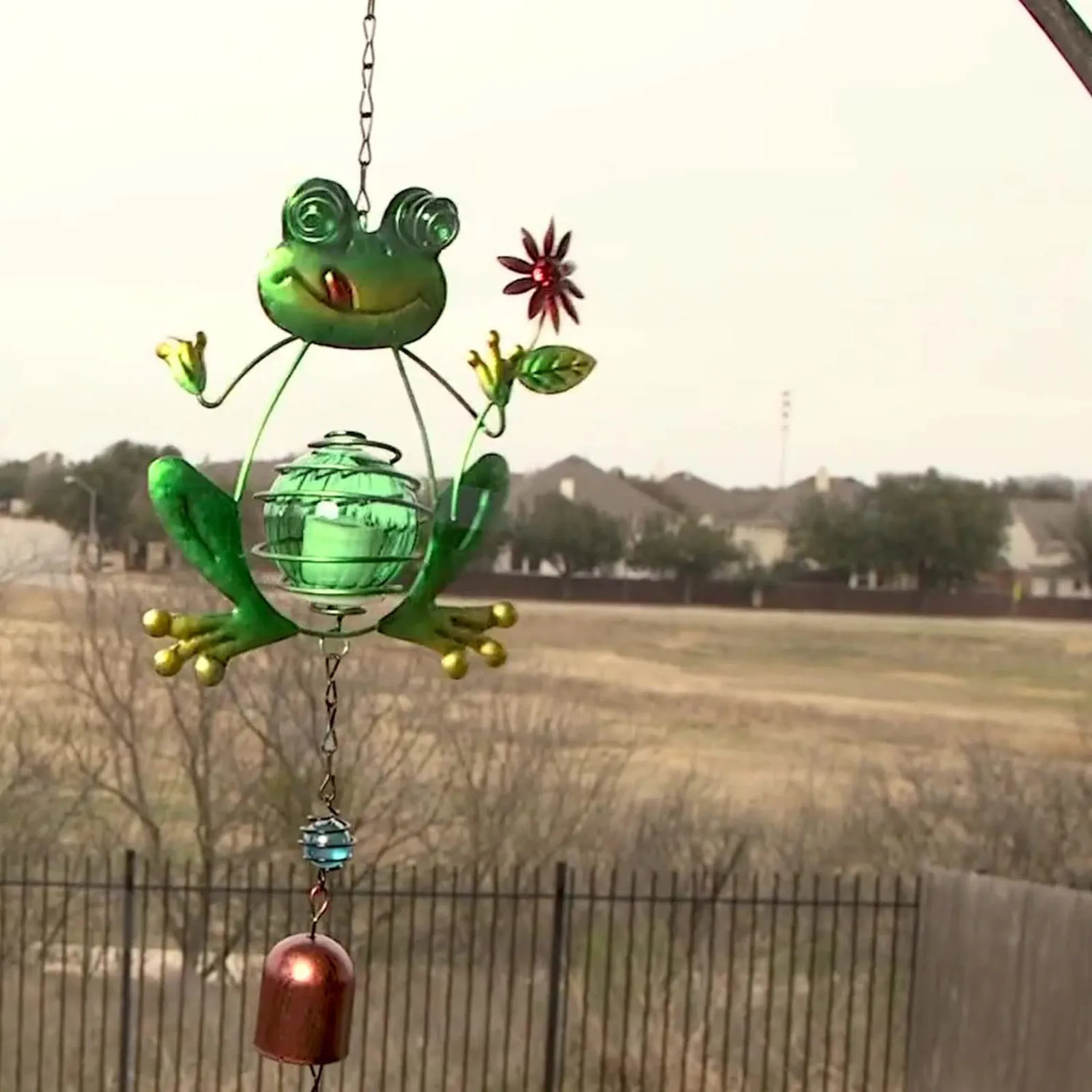 Pattern Green Frog Solar Wind Chimes Garden Yard Patio Outdoor Indoor Gifts Oriental Decor Chandelier