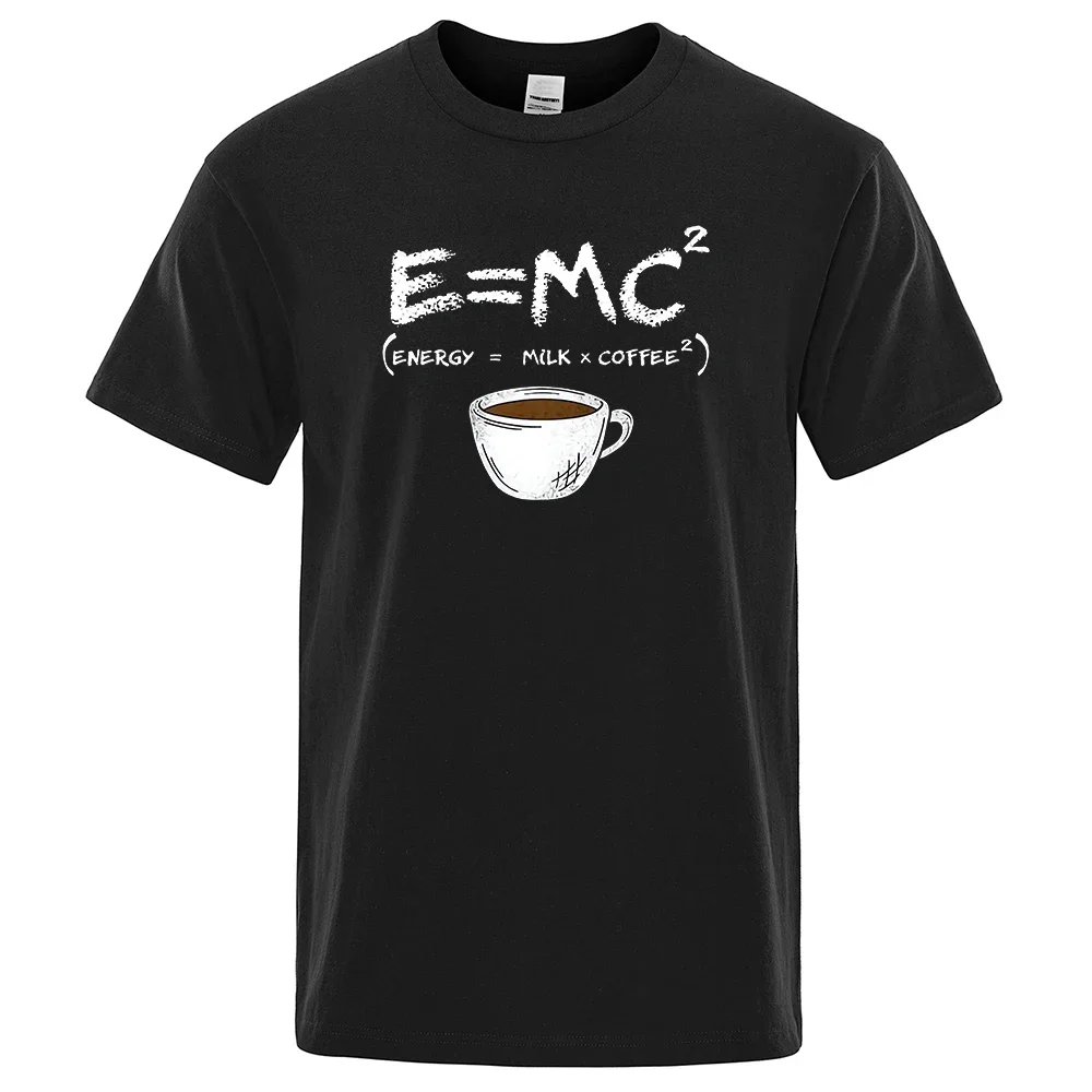 Energy=Milk+Coffee Printing Men Tshirt Casual Breathable Tshirts Funny Cotton Loose Tees Shirts Street Oversized T-Shirts Man