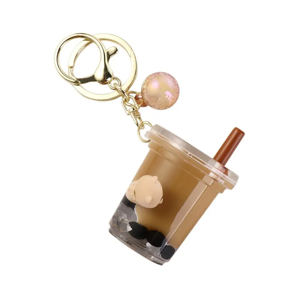 Milk Tea Cup Jewelr Accessories Bag Charms Bag Pendant Milk Tea Cup Bear Keychain Milk Tea Bottle Keyring Liquid Oil Keyring