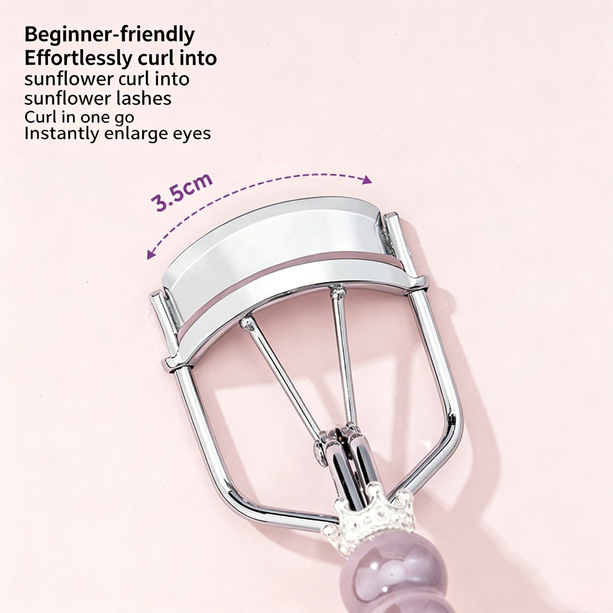 1 High-End Craft Crown Ceramic Handle Eyelash Curler, Smooth and Translucent Pearl Ceramic Handle Design, Portable Eyelash Curle