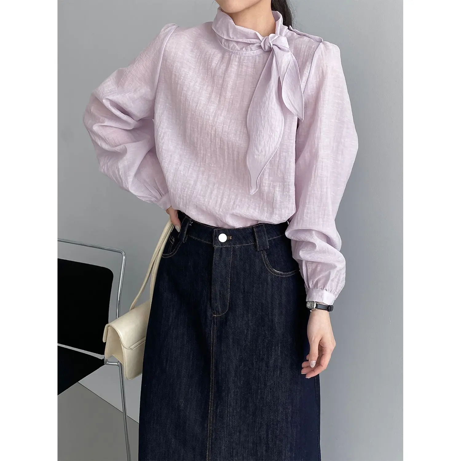 

2026 Texture Streamer Shirt Women's Design Sense Commuting Temperament Thin Top