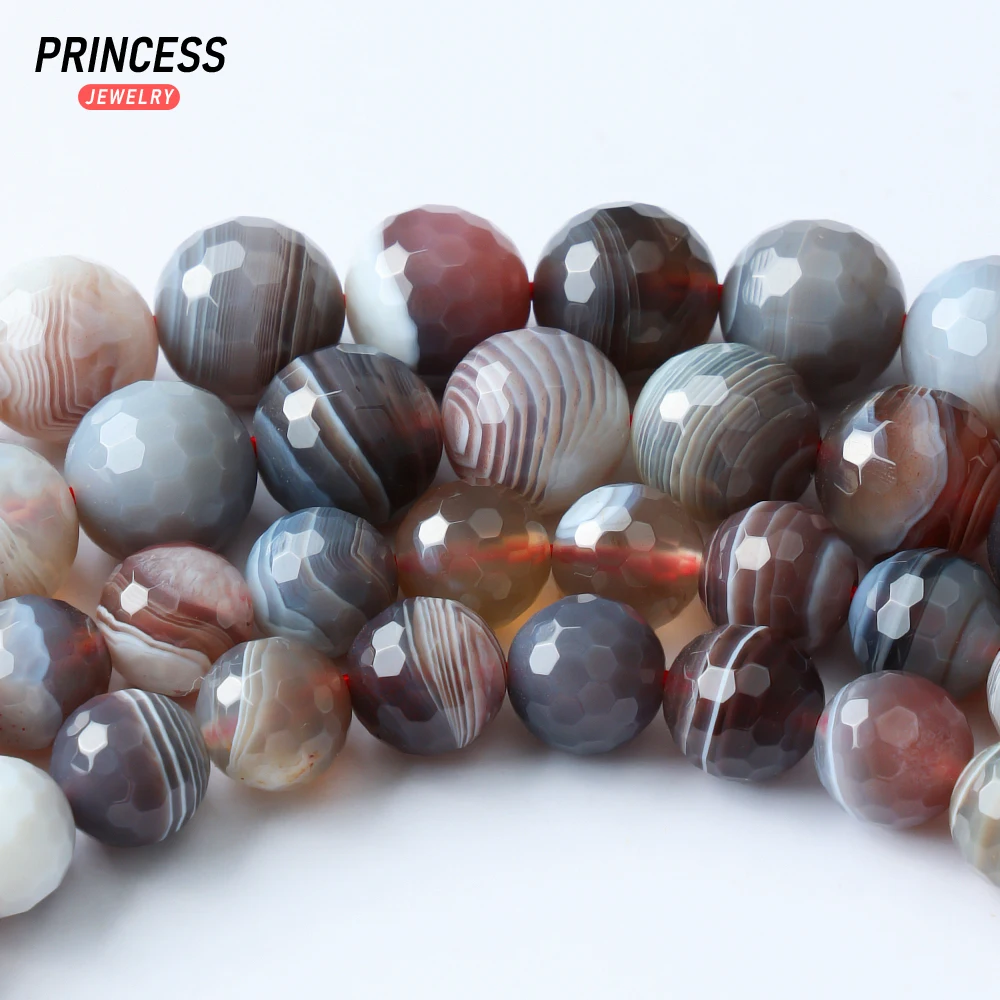 A+ Natural Botswana Agate Sardonyx Faceted Beads for Jewelry Making Bracelets Earrings Necklace DIY Accessories 6 8 10mm