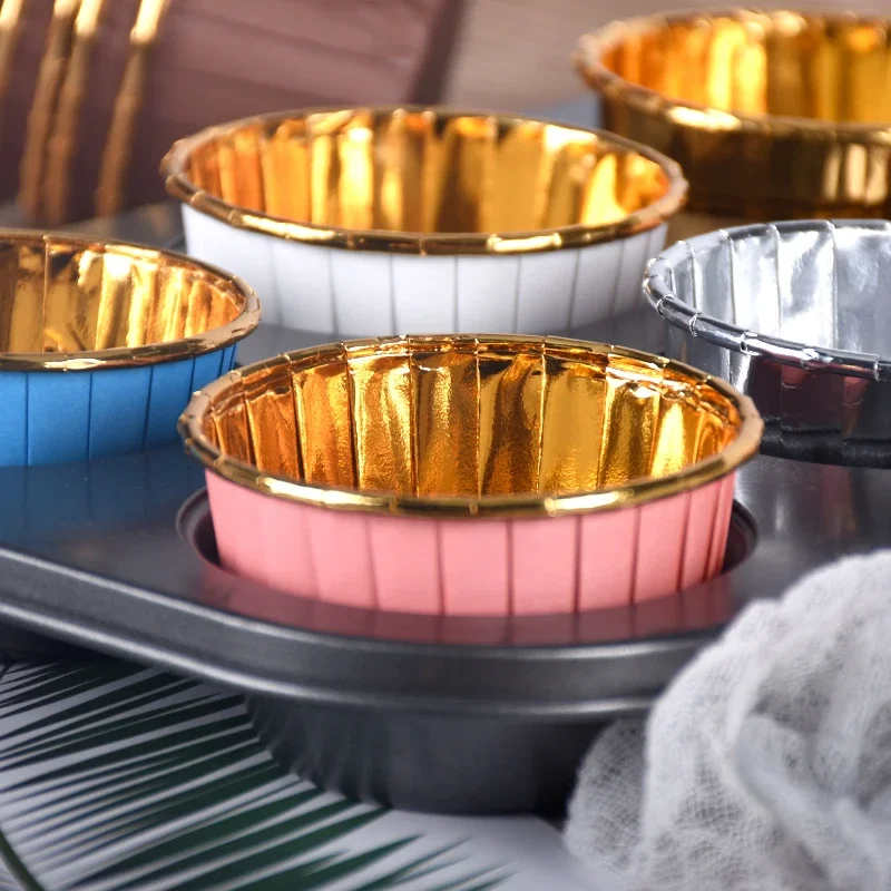 50pcs Golden Muffin Cupcake Paper Cup Oilproof Cupcake Liner Baking Cup Tray Case Wedding Party Caissettes Cupcake Wrapper Paper