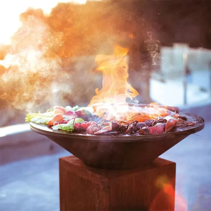 

Airo BETTER GARDEN 80cm Corten Steel Rusty Finish BBQ Grill for 5 People Touch Control Flame Oxygen Safety Devices Camping