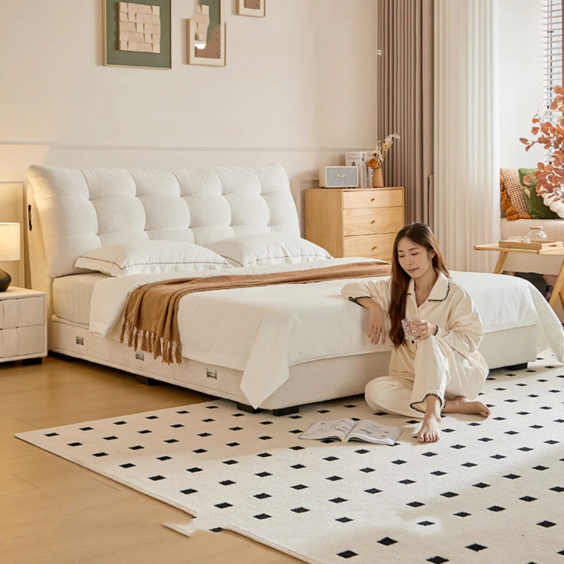 Modern Wooden Design Bed Bedroom Luxury Frame King Size Floor Bed European Simple Princess Camas De Casal Lounge Suite Furniture