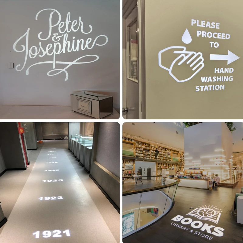 Indoor Outdoor Text Gobo Projector Projected Letter Wall Gobo Light Design Logo Projector Floor