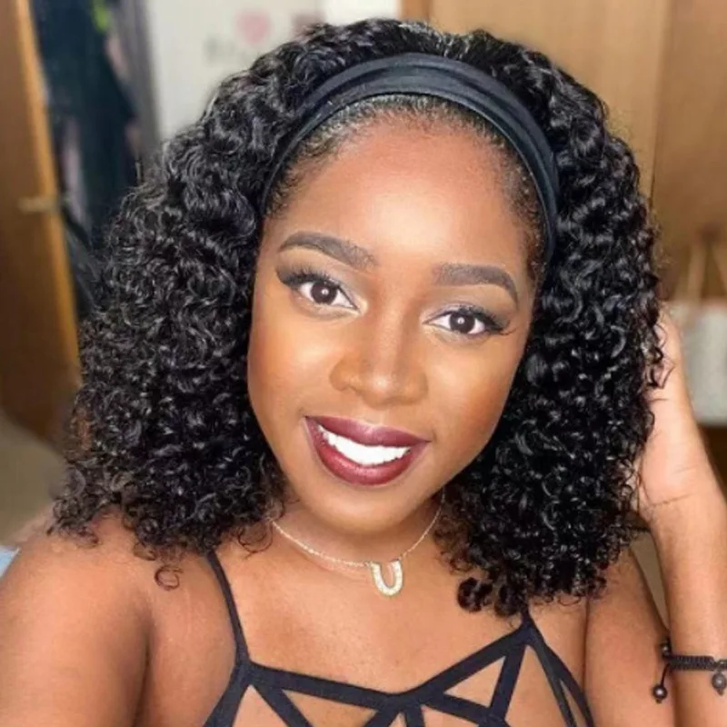 

Women Synthetic Hair Ladies Wig Headscarf Curly Hair with Headgear African Exploding Roll Kinky 35Cm High Temperature Silk Wigs