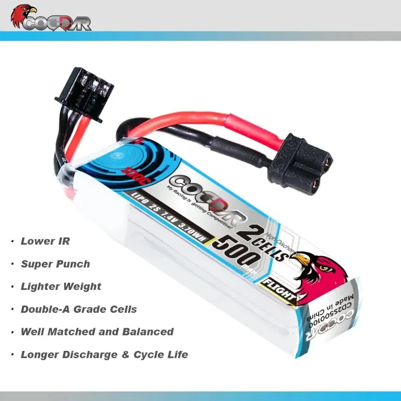 CODDAR 500MAH 2S 7.4V 100C XT30 RC LiPo Battery GEPRC TinyGo iFlight CineBee TurboBee Cine Whoop Happymodel Crux3 BetaFPV Beta